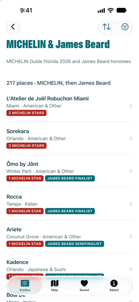 The MICHELIN and James Beard list in Florida Eats.